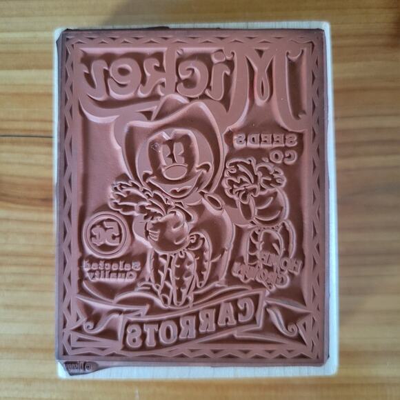 Disney Mickey Seed Packet, Rubber Stamp, Mouse A1306F Wood Ink Block - Picture 4 of 8